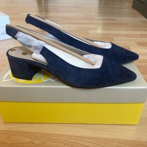 Navy Suede Slingback Heels- size 7.5
